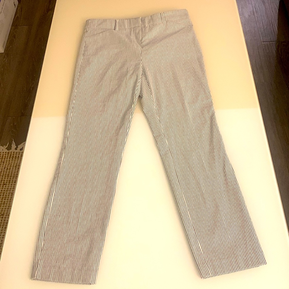 White & Grey or blue seersucker striped pants
